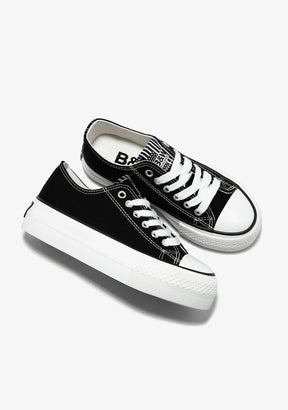 Black Platform Canvas Sneakers