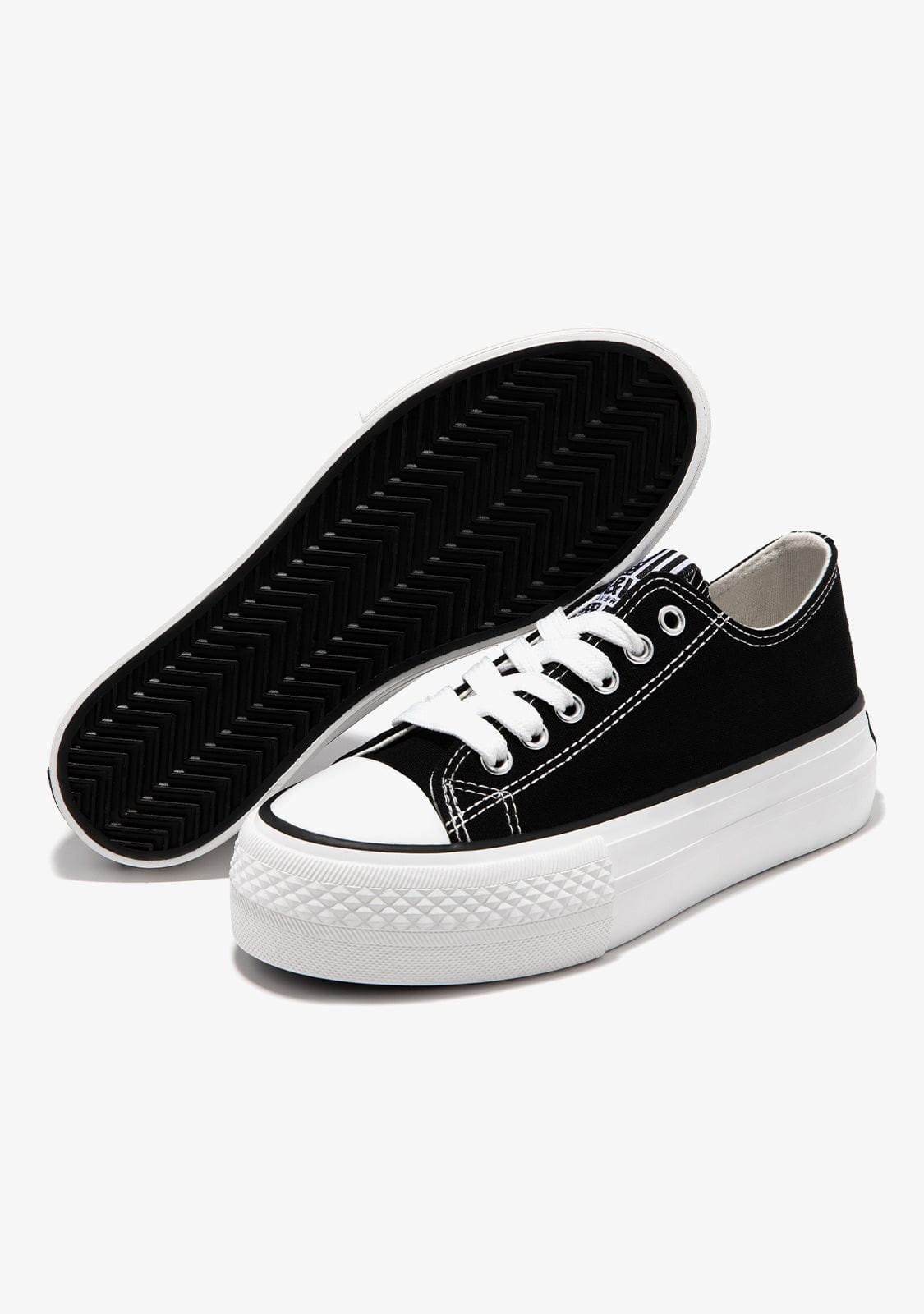 Black Platform Canvas Sneakers