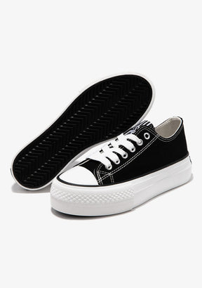 Black Platform Canvas Sneakers