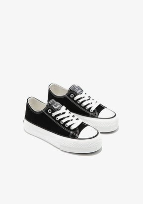 Black Platform Canvas Sneakers