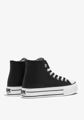 Black Platform Hi-Top Sneakers Nappa