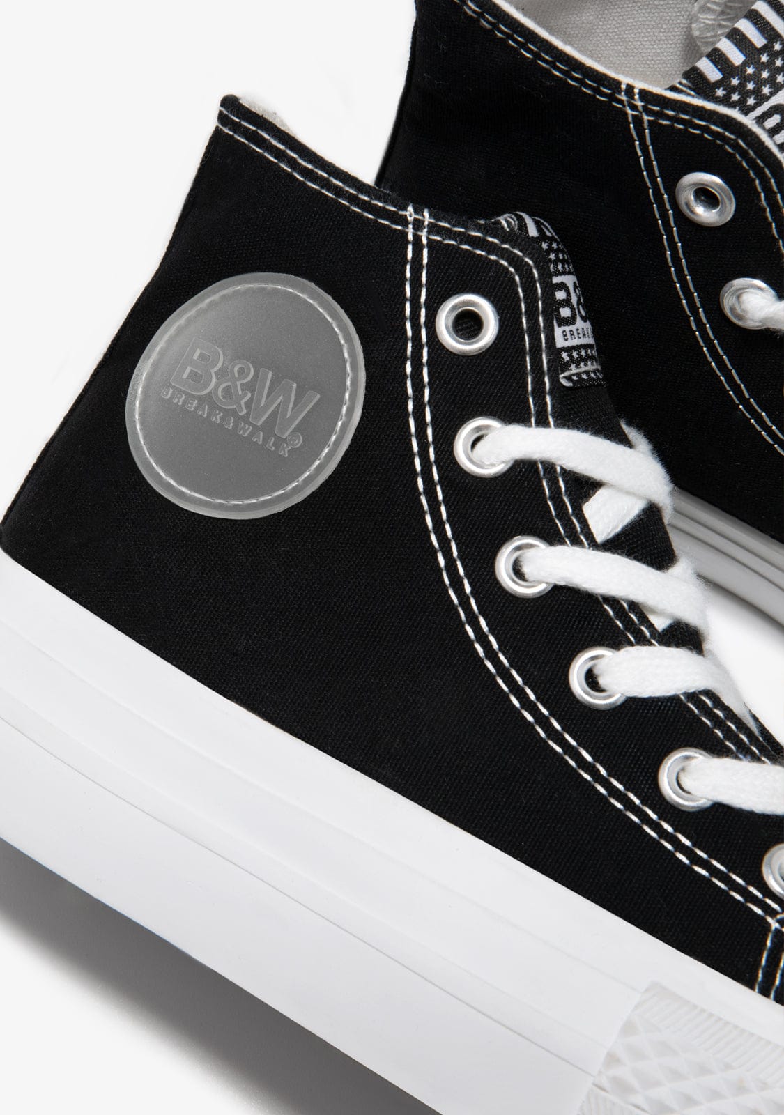 Canvas Platform High Top Sneakers Black B&W