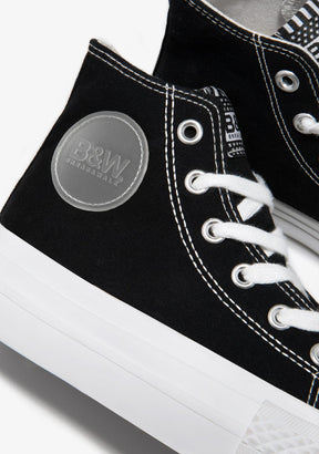 Canvas Platform High Top Sneakers Black B&W