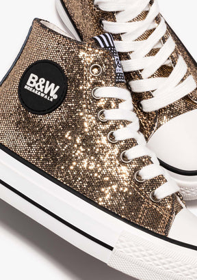 Gold Glitter Hi-Top Sneakers