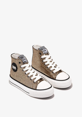 Gold Glitter Hi-Top Sneakers