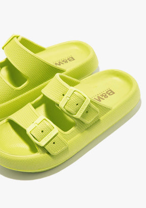 Lime Double Buckle Slides