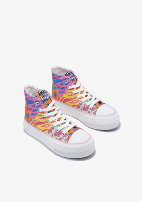 Multicolor Patchwork Hi-Top Sneakers