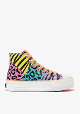 Multicolour Animal Print Hi-Top Sneakers Canvas