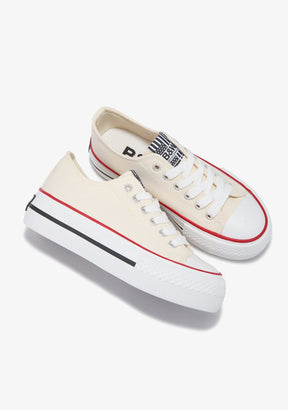 Off White Platform Canvas Sneakers