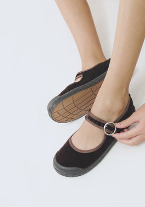 Barefoot Mary Jane Velvet Brown