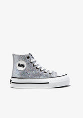 Silver Glitter Hi-Top Sneakers