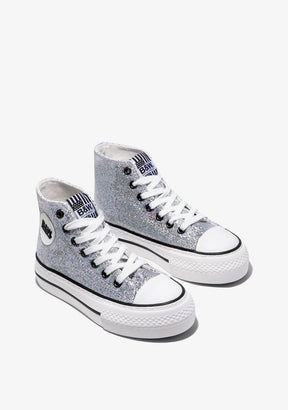 Silver Glitter Hi-Top Sneakers