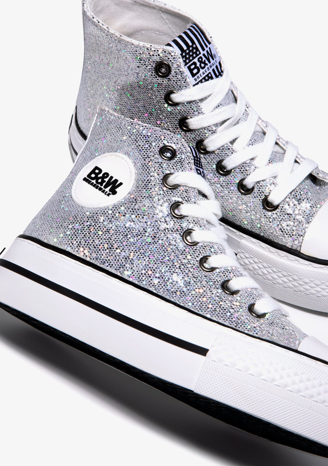 Silver Glitter Hi-Top Sneakers