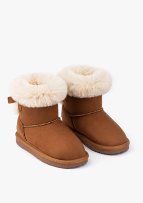 Tan Bow Fur Australian Boots Water Repellent