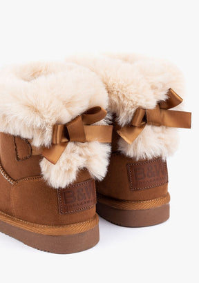 Tan Bow Fur Australian Boots Water Repellent