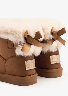 Tan Bow Fur Australian Boots Water Repellent