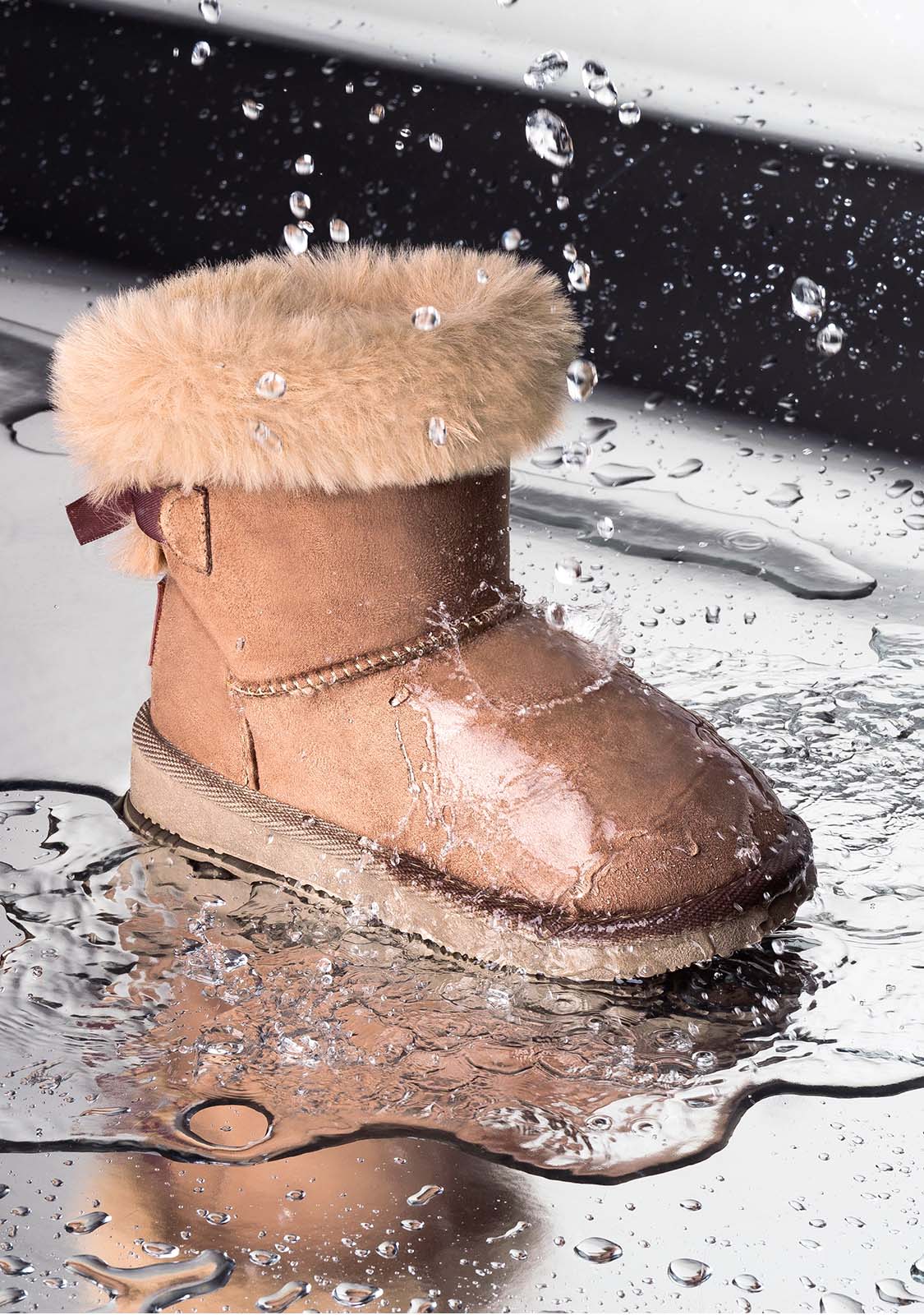Taupe Bow Fur Australian Boots Water Repellent