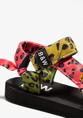 Textile Multicolour Leopard Sandals