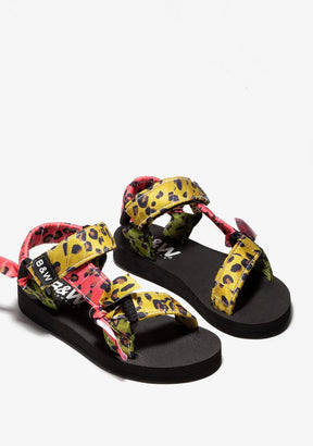 Textile Multicolour Leopard Sandals