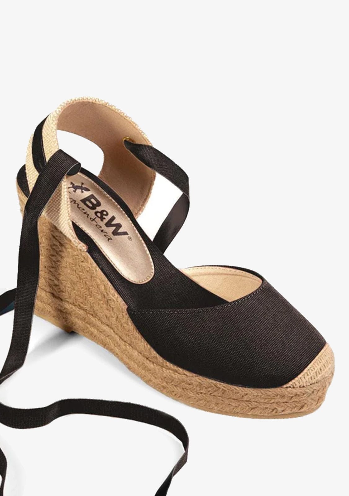 Wedge Shoe Espadrilles Capri Black Bow