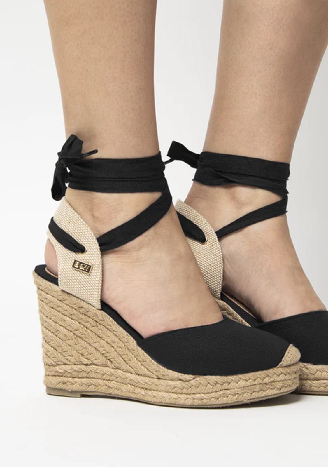 Wedge Shoe Espadrilles Capri Black Bow