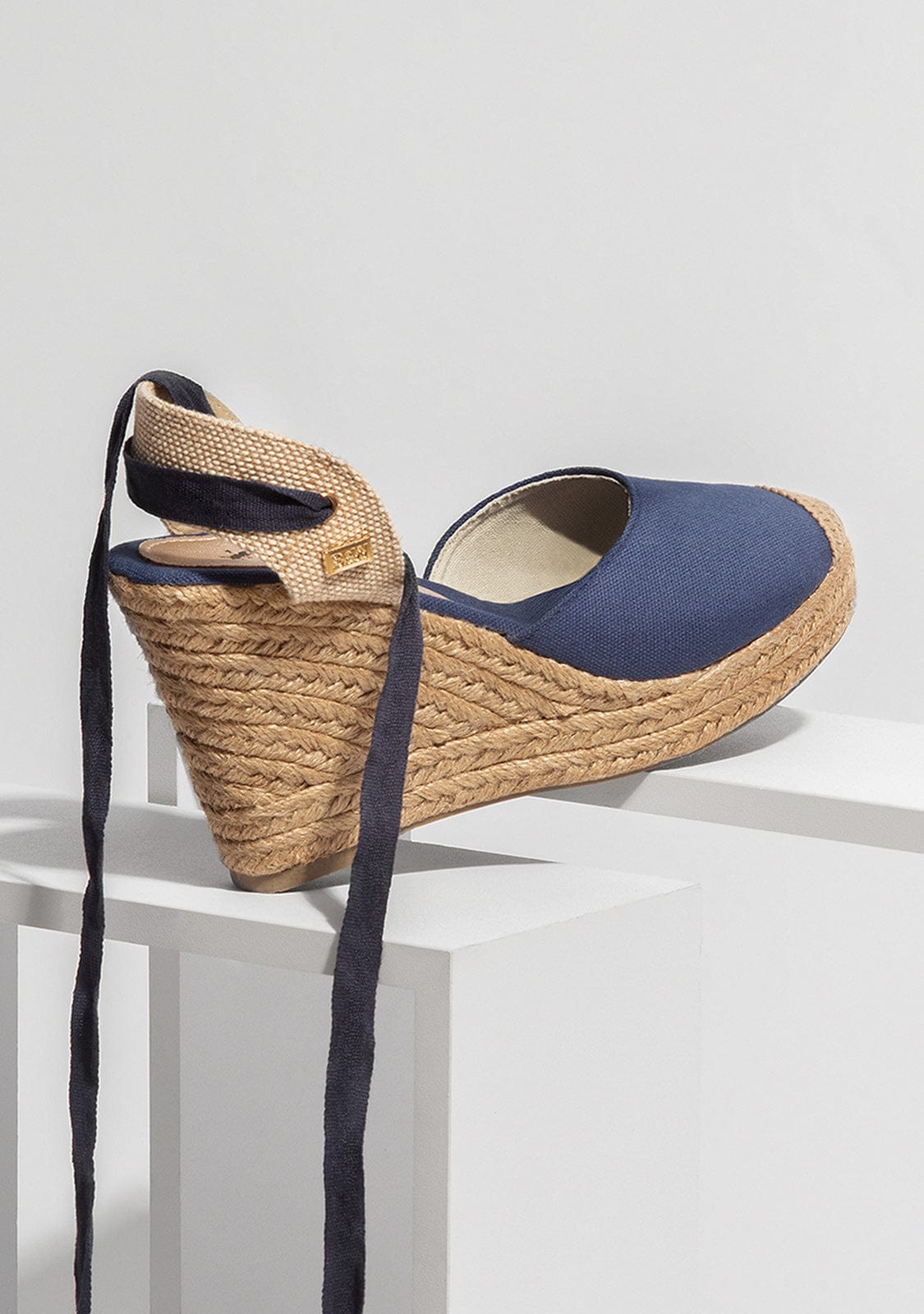 Wedge Shoe Espadrilles Capri Navy Bow