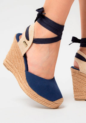 Wedge Shoe Espadrilles Capri Navy Bow