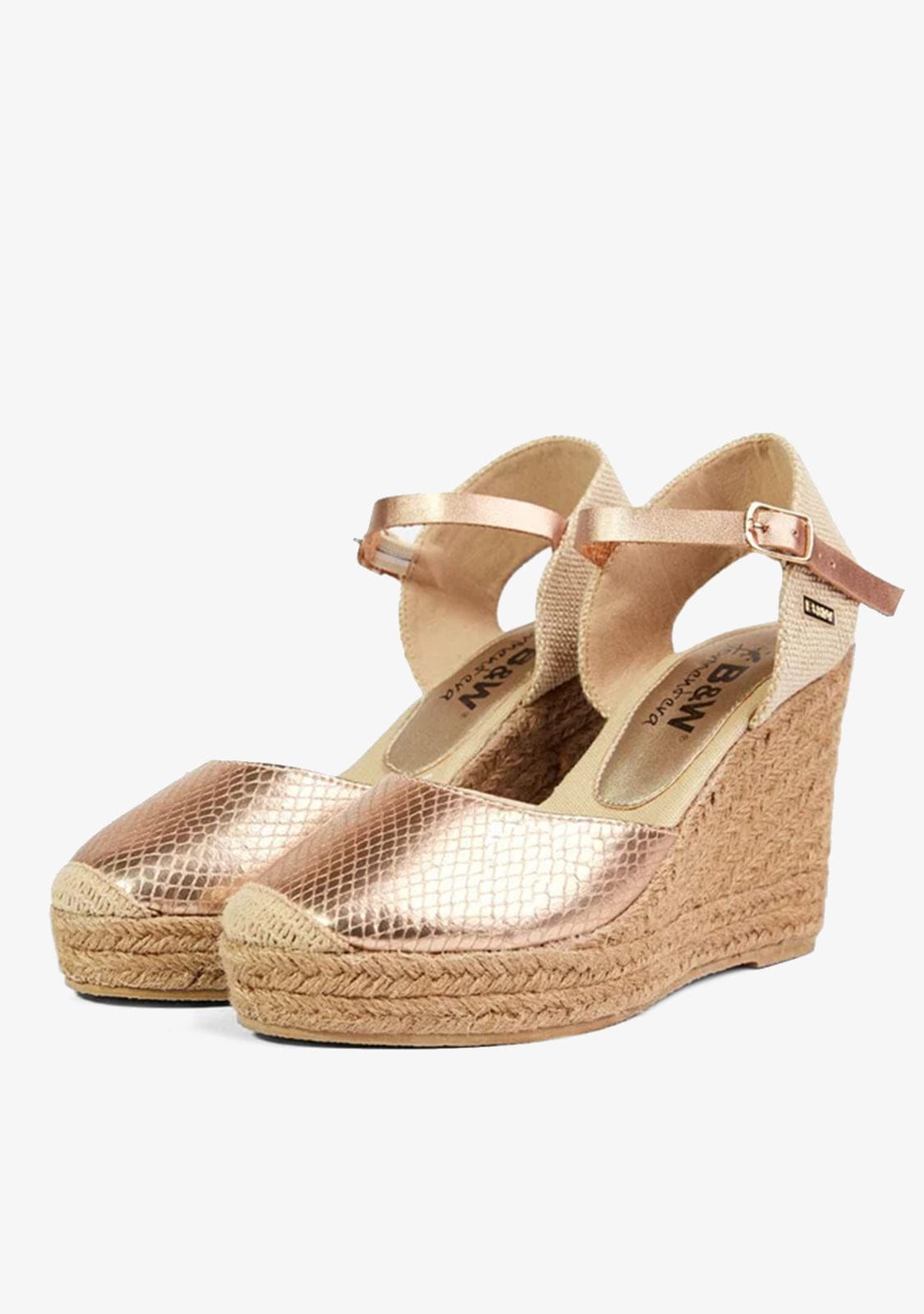 Wedge Shoe Espadrilles Capri Snake Rose Gold