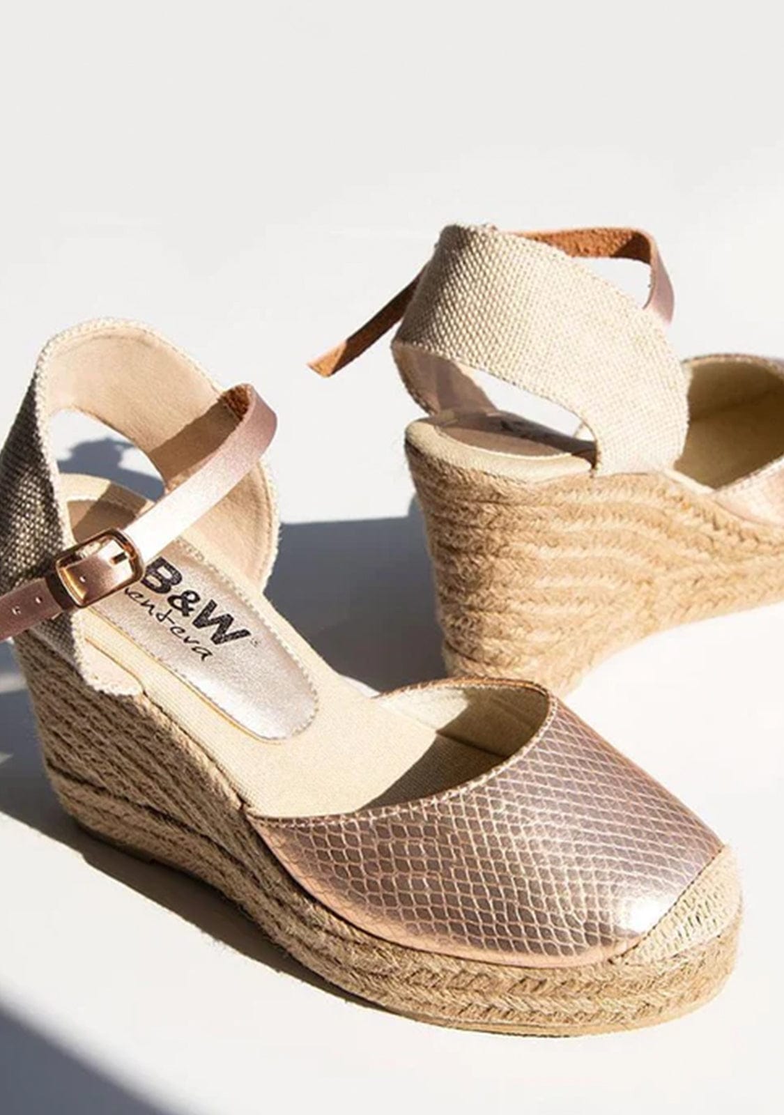 Wedge Shoe Espadrilles Capri Snake Rose Gold