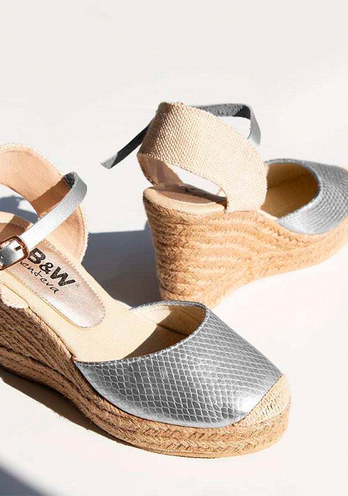 Wedge Shoe Espadrilles Capri Snake Silver