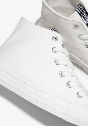 White Canvas High Top Sneakers