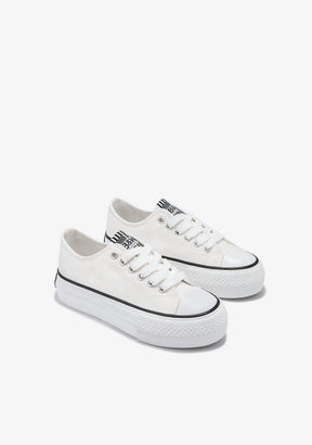 White Platform Canvas Sneakers