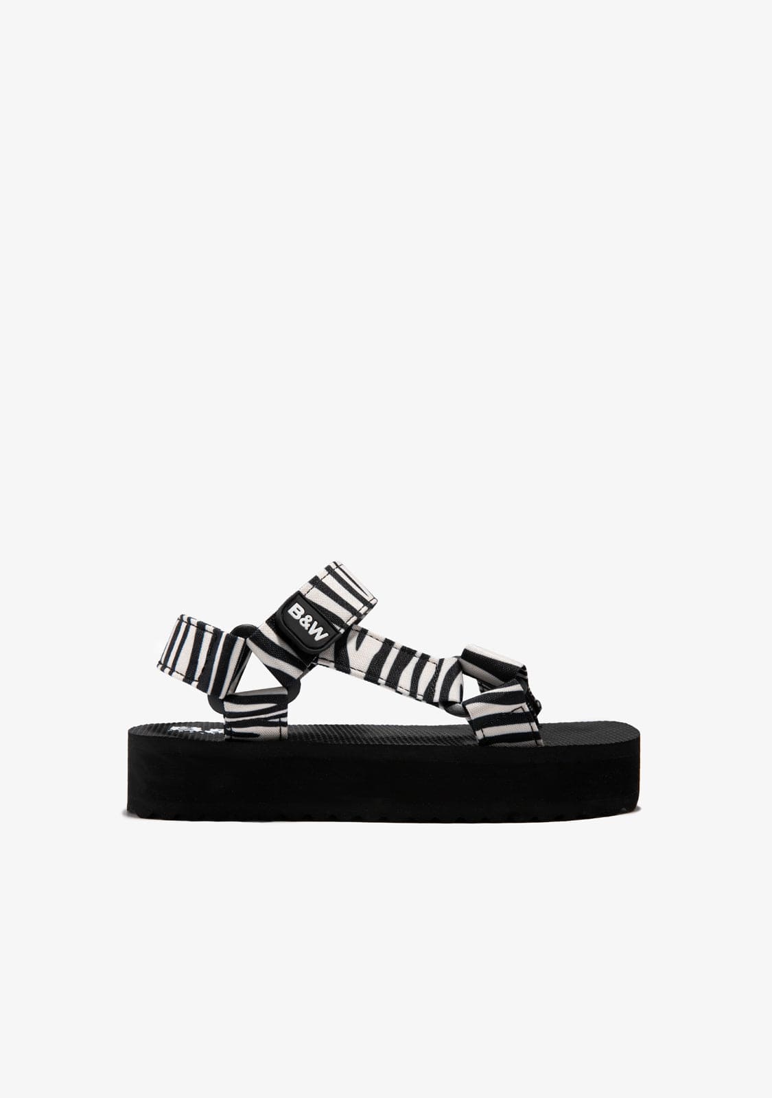 Zebra Platform Sandals B&W