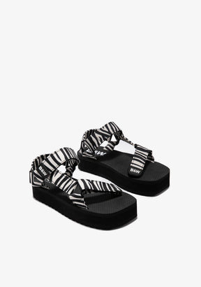 Zebra Platform Sandals B&W