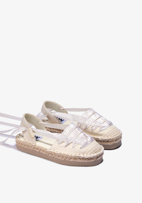 Beige Bow Vichy Espadrilles