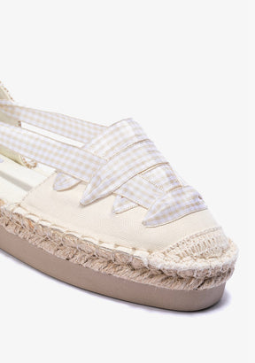 Beige Bow Vichy Espadrilles