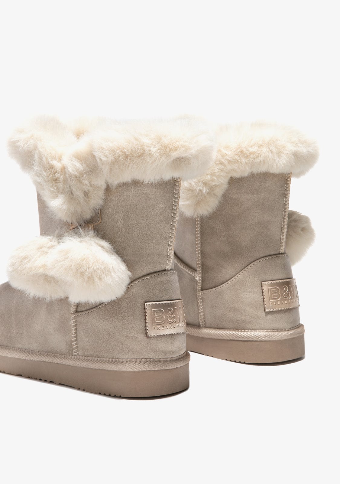 Beige Pompon Fur Australian Boots Napa