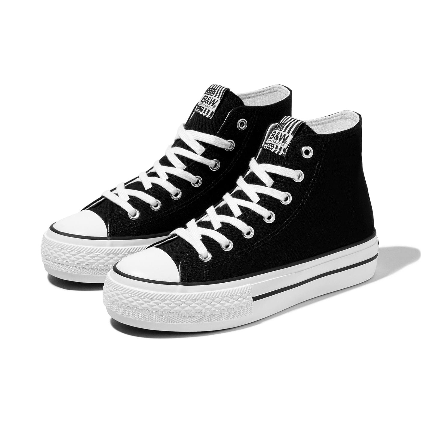 Black Platform Hi-Top Basic Sneakers