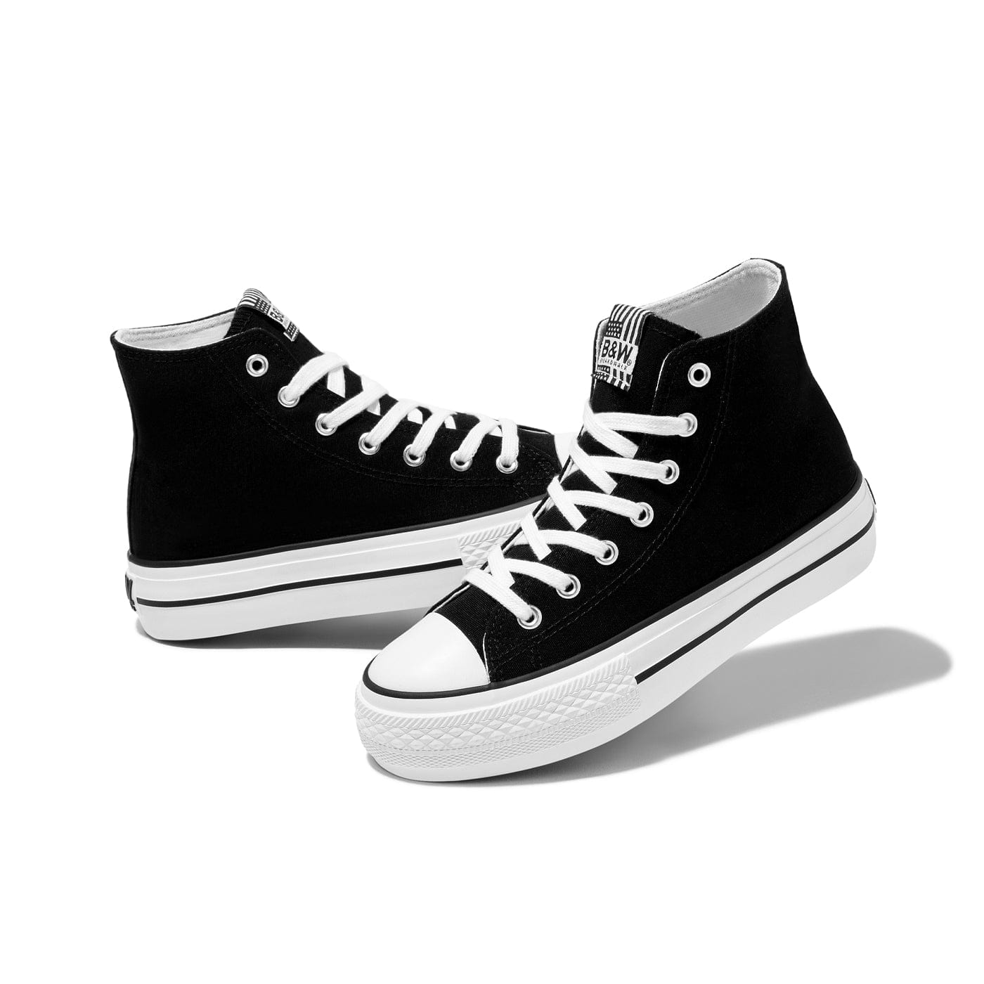 Black Platform Hi-Top Basic Sneakers