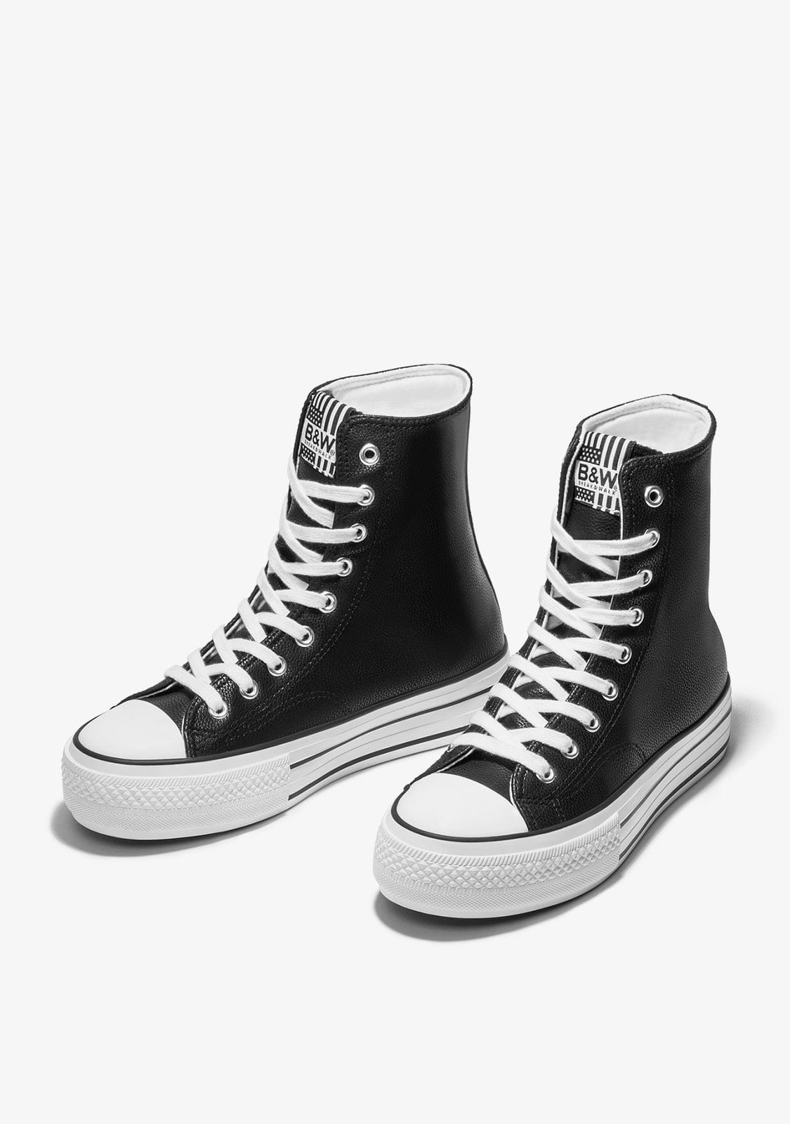 Black Platform Super Hi-Top Sneakers Nappa