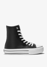 Black Platform Super Hi-Top Sneakers Nappa