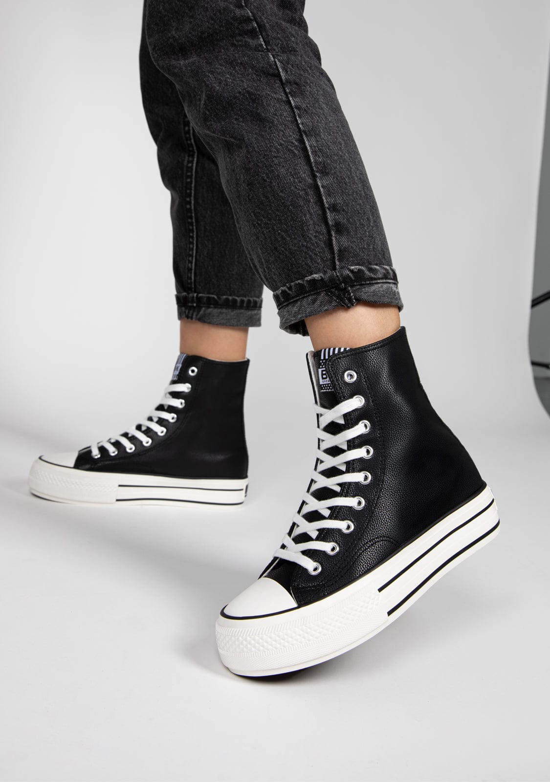 Black Platform Super Hi-Top Sneakers Nappa