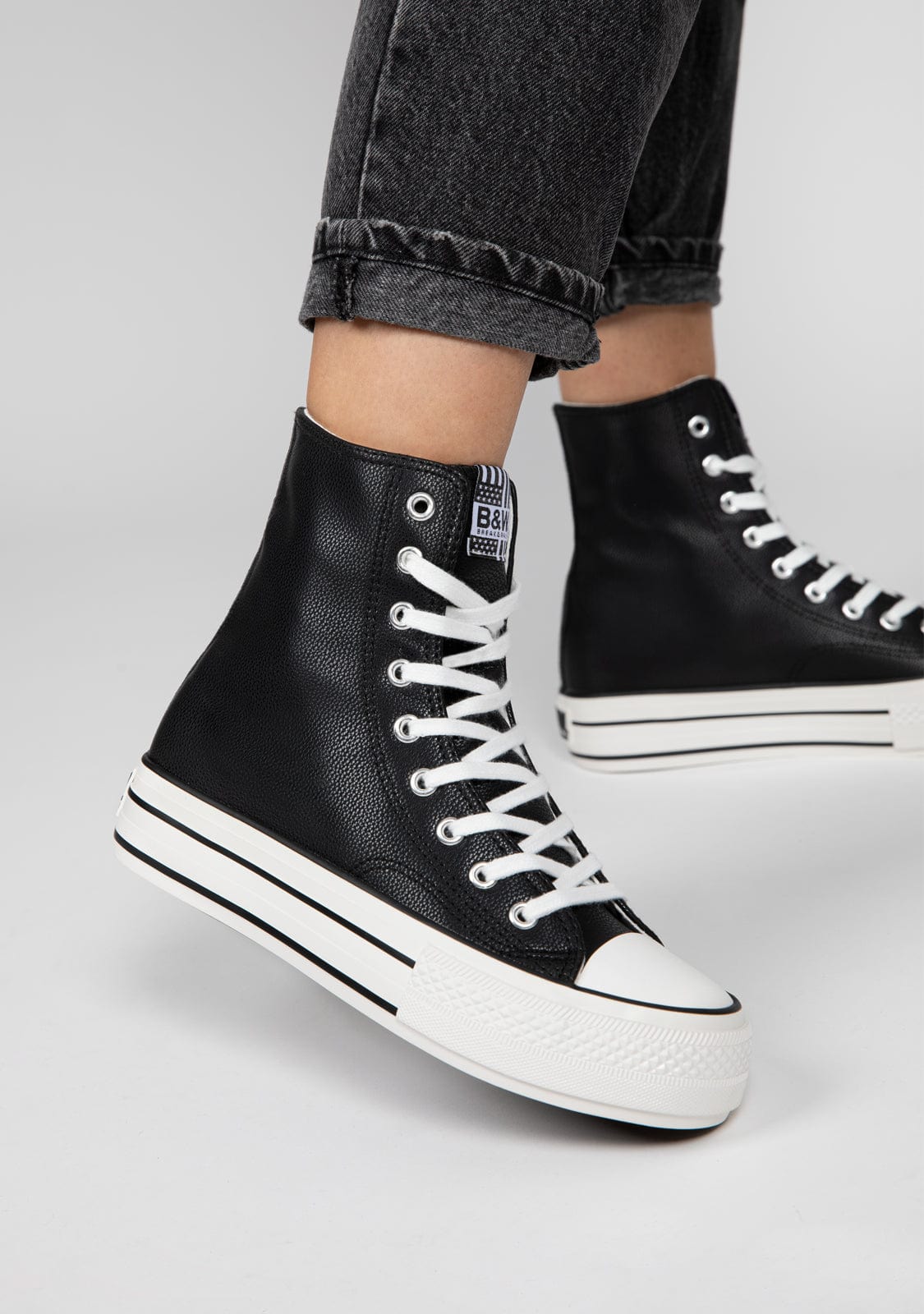 Black Platform Super Hi-Top Sneakers Nappa