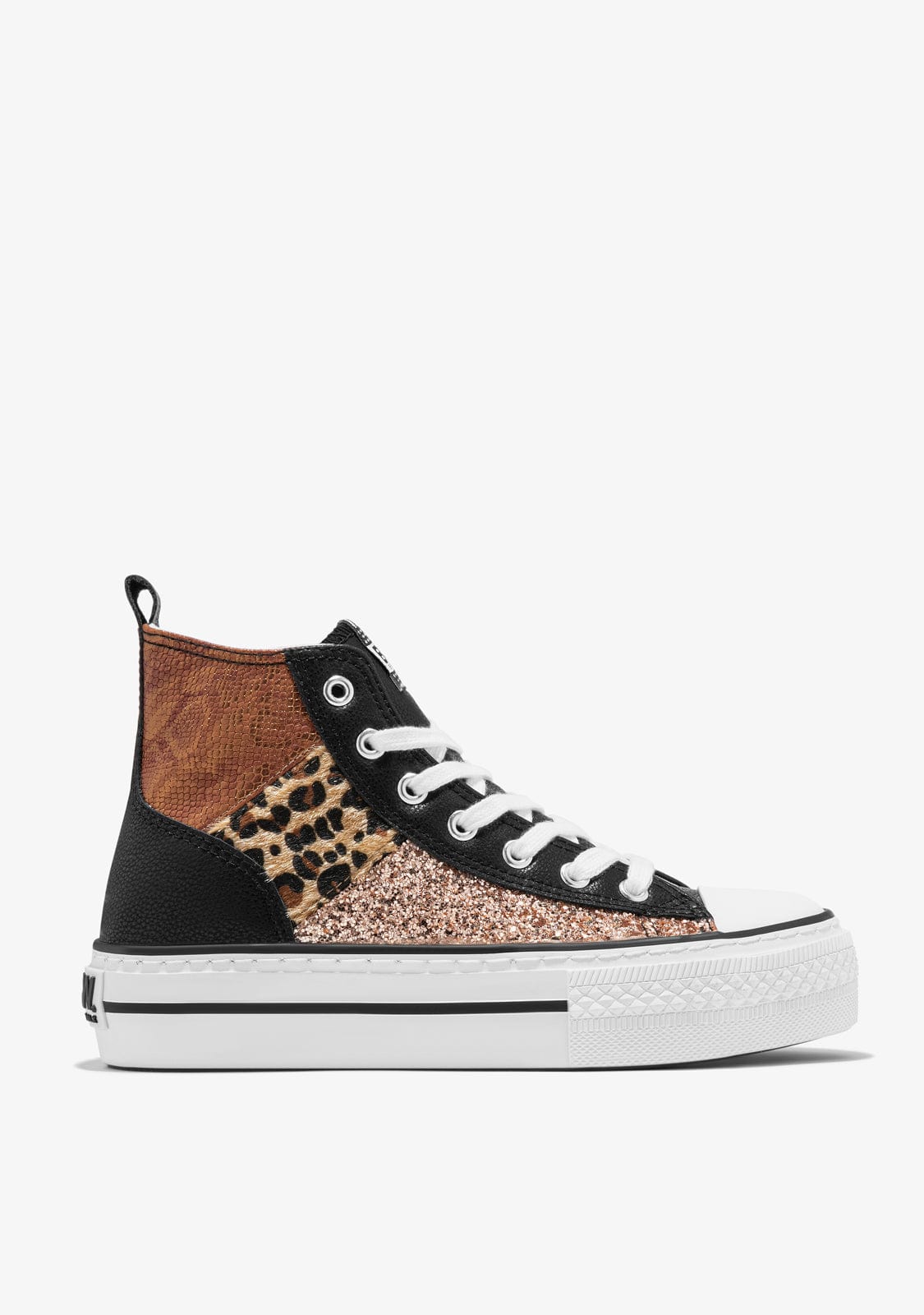 Black Print Leo Platform Hi-Top Sneakers