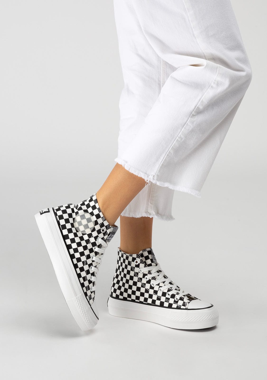 Black White Hi-Top Sneakers Canvas