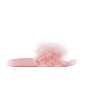 Feathers Flat Slide Sandals Pink
