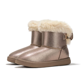 Metallic Taupe Bow Australian Ankle Boots