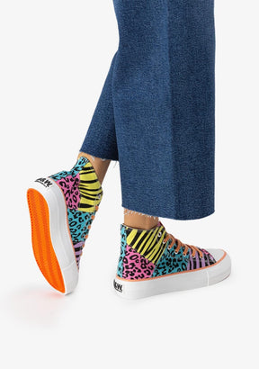 Multicolour Animal Print Hi-Top Sneakers Canvas