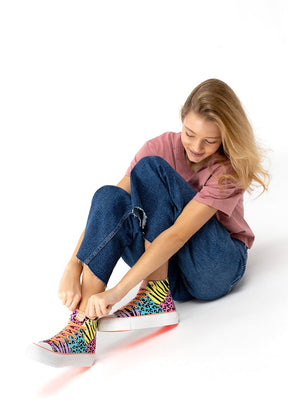 Multicolour Animal Print Hi-Top Sneakers Canvas