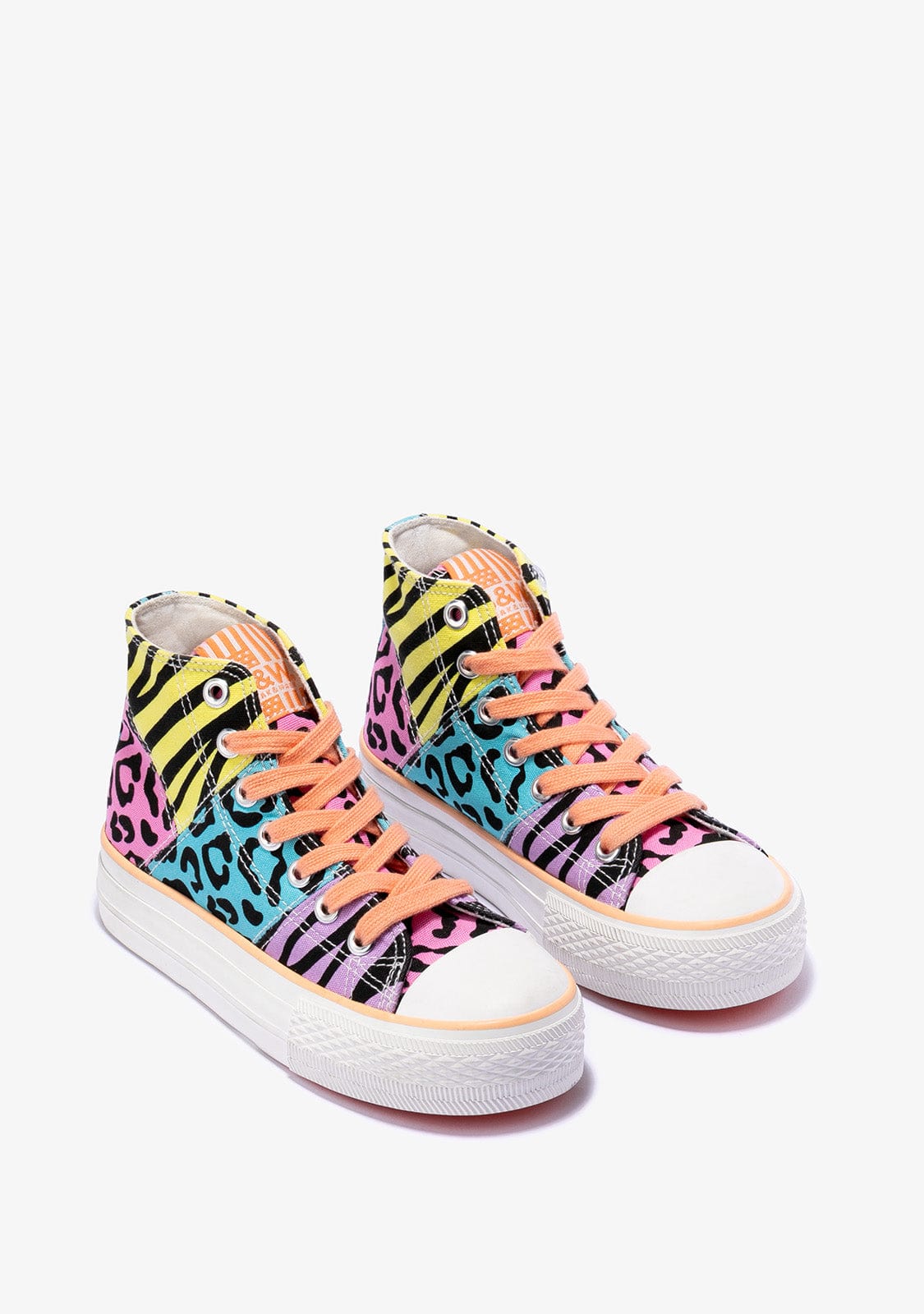 Multicolour Animal Print Hi-Top Sneakers Canvas